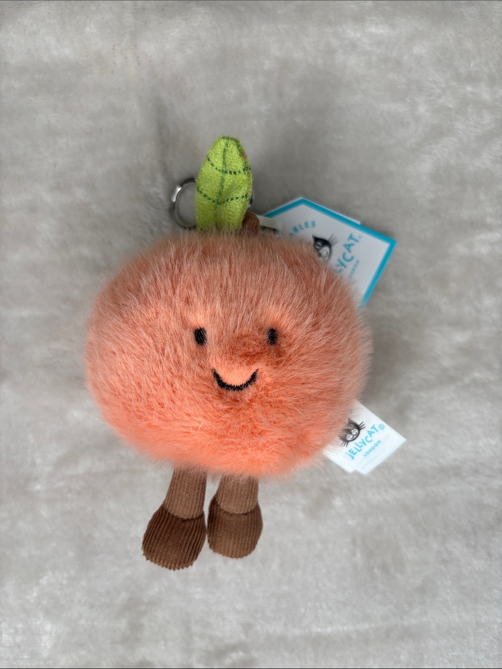 Peach Plush Bag Charm - Pink Peach Keychain - Picture 7 of 7